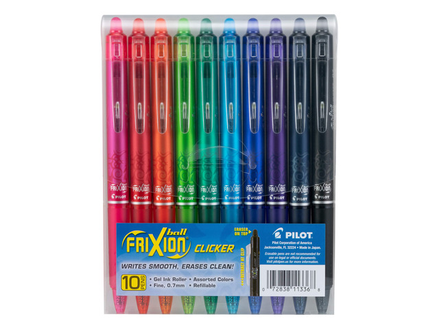 FriXion Clicker Erasable, Assorted Color Inks, 10-Pack Pouch