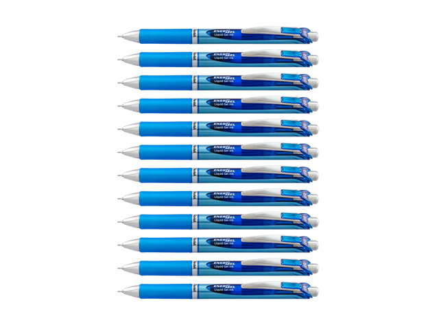 EnerGel Deluxe RTX Retractable Liquid Gel Pen, Medium Line, Needle Tip, Blue Ink, Box of 12 (BLN77-C), 0.7mm needle