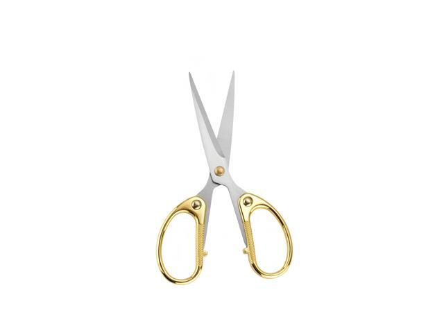 5' Stainless Steel Scissors Sharp Blades - Ambidextrous Comfort Grip Multipurpose for Office, Home, School, Crafts, Fabric - Ideal Gift (Gold)