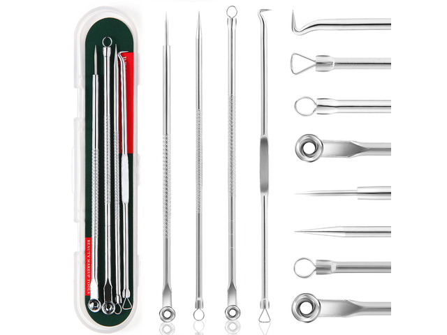 Blackhead Remover Pimple Popper Tool Kit, Comedone Pimple Extractor Acne Tools for Face Nose, Stainless Acne Needle Zit Popping Removal Facials...