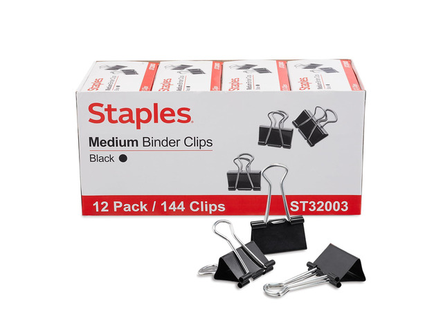Medium Binder Clips, 0.63 Inch Capacity, Black, 144 Clips/Pack Secure paper organization for office, school, and home filing needs. Bulk pack of 144