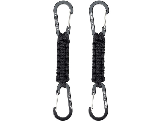 Paracord Keychain Carabiner Clip D Ring Hanger Lanyard Hook 7.3inch Long Black for Stroller, Water Bottle, Key, Backpacks, Men, Women,...