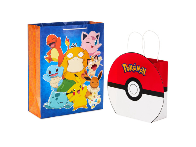 Pokémon Gift Bags, 2-Pack (9' Medium PokéBall and 15' XL Pikachu) Extra Large and Medium Sizes, 2 Count, PokéBall and Pikachu Designs, Ideal for...