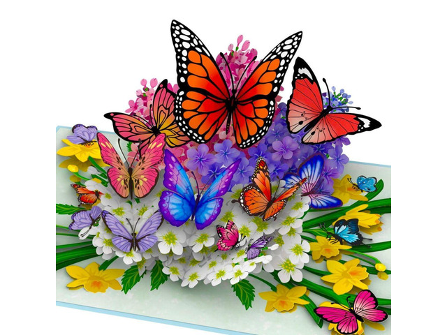 Butterflies in Nature Pop Up Card - 3D Butterfly Card for Wife, Husband, Girlfriend, Mom, Dad, Mother, Father (Birthday Card, Get Well, Thank...