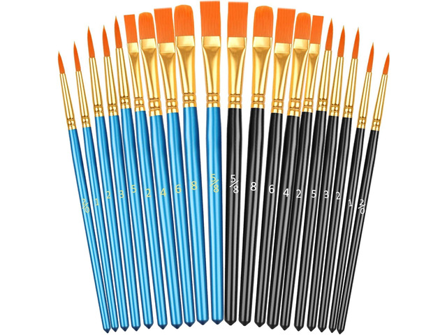 20 Pcs Paint Brushes, Acrylic Painting Brush Set, Watercolor Brushes, Acrylic Brushes for Oil Watercolor, Miniature Detailing, and Rock Painting
