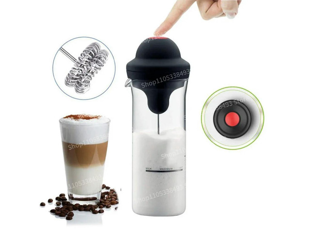For Handheld Milk Frother, Electric Glass Milk Frother, Stainless Steel Mixing Head, Powerful Milk Mixer