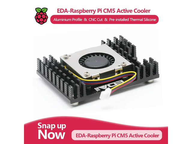 EDA Raspberry Pi CM5 Series Cooler, active cooler, DC 5V input, maximum speed 8000 RPM, airflow 1.09 CFM