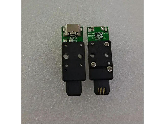 MICRO 5-pin Adapter, All-plastic Male Connector, Androidss Female to MICRO Male, Black Rubber