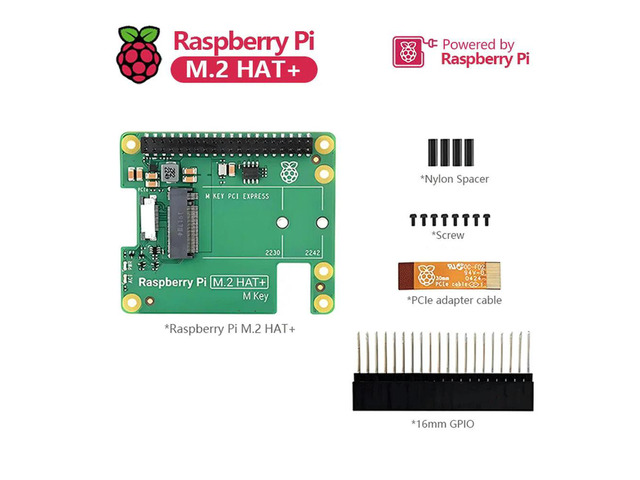 Raspberry Pi 5 Official PCIe to M.2 NVMe SSD Raspberry Pi M.2 HAT+ for Raspberry Pi 5