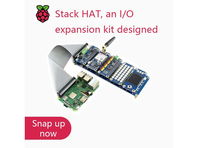 Stack HAT, an I/O expansion kit designed for Raspberry Pi, provides 5 sets of 2x20 pinheaders, stacks up to 5 HATs at once