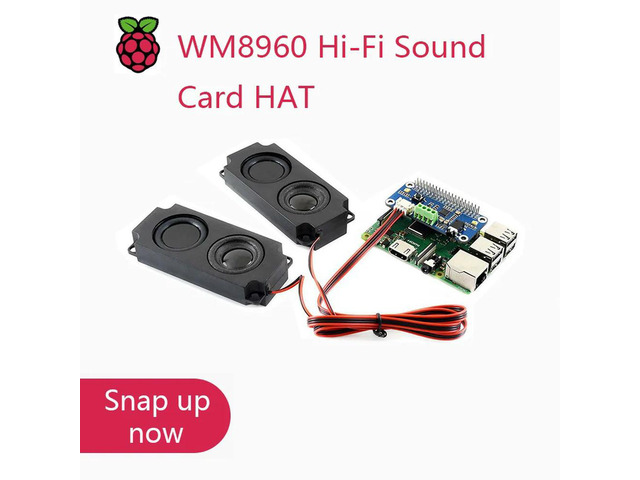 Waveshare WM8960 Hi-Fi Sound Card HAT for Raspberry Pi Zero/Zero W/Zero WH/2B/3B/3B+, Stereo CODEC, Play/Record