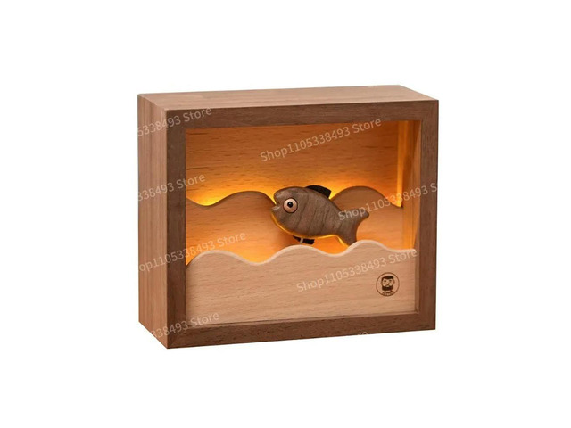 For Small Fish Night Light, Creative Wooden Ornaments, Birthday, Holiday Gifts, Small Fish Rushing Forward Decoration