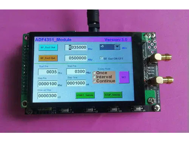 ADF4350/ADF4351 module 3.5inch Capacitive color screen Point frequency/sweep frequency RF signal source