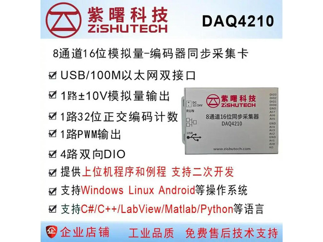 DAQ4210 8-channel 16-bit code counting CNT synchronous acquisition USB Ethernet acquisition card PWM