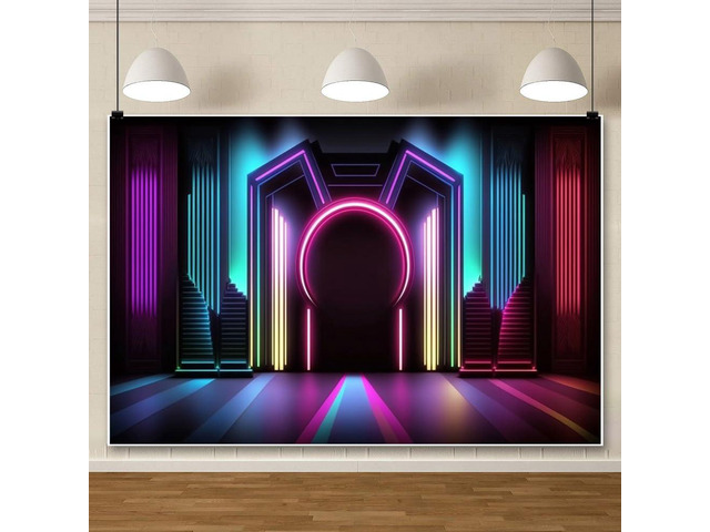 Neon Stage Backdrop 10x8ft Glow in Dark Backdrop Fabric Backdrops for Dance Party,Neon Wall,Pub Club,Live Stream Background,Band Show Performance
