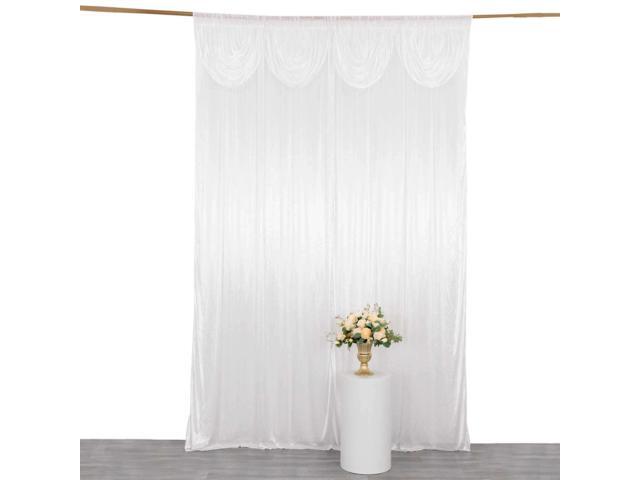Efavormart 10ftx10ft White Satin Backdrop Curtain - Double Drape Pleated Photography Background with 3' Rod Pockets - Glossy Wrinkle Resistant...