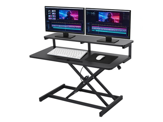 Ergonomic Desk Riser for Standing Height Adjustable Standing Desk Converter 10.2-24.8' 33 Lbs Capacity U-Shapeds Top & Keyboard Tray for Home...
