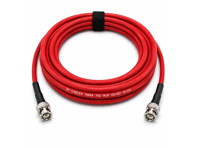Belden 1694A HD-SDI BNC to BNC Cable RG6 75 Ohm SD, HD, 3G & 6G-SDI - Red 6FT