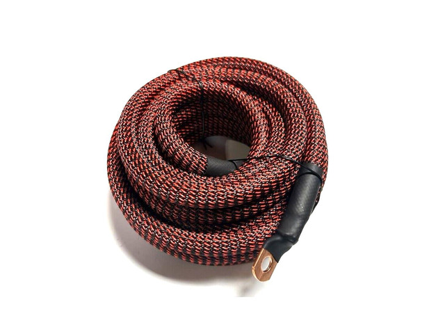10ft 4 Gauge Snakeskin Braided Sleeving Wire Strands Copper Marine Cable 4 AWG Lot (Black/Red)