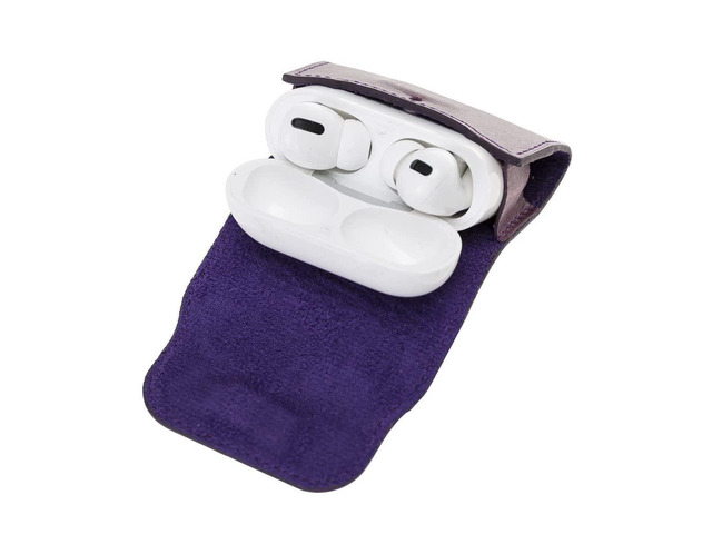 Genuine Leather Handmade Apple AirPods Pro - Soft Case with Keychain Clip - Support Wireless Chargers - Compatible with AirPods Pro (Purple) Genuine Leather Handmade Apple AirPods Pro - Soft Case with Keychain Clip - Support Wireless Chargers - Compatible with AirPods Pro (Purple)