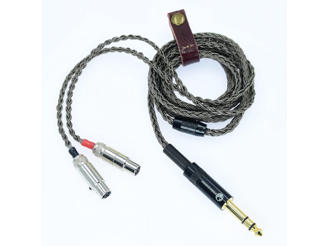 16 core 4pin 7n OCC 6.35 6.5mm Stereo Monitor Earphone Headphone Upgrade Cable Silver Plated for Audeze LCD 3 LCD-2 LCD2 LCD-4 (2.5m(8.2ft), Grey)
