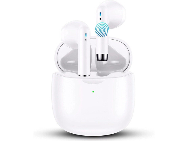 TWS Wireless Bluetooth 5.0 Earbuds with Charging Case for Samsung Galaxy A32 5G in-Ear Earphones Headset with Mic and Touch Control - White