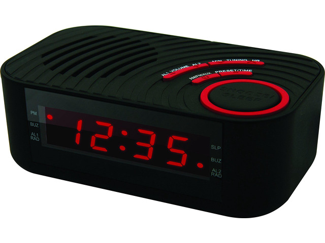 CBCR-100-BLK Digital Alarm Clock with AM/FM Radio and Dual Alarm (Black)