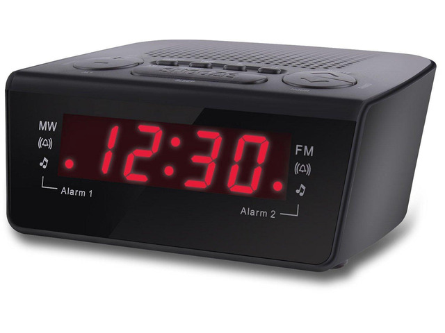 CBCR-102-BLK Digital Alarm Clock with AM/FM Radio and Dual Alarm (Black)