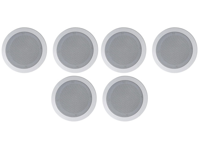 HC55-16 White 5.25' Ceiling Home Audio Speakers, 16 Ohm, 6-Pack 300W Peak / 120W RMS, 2-Way, Swivel Tweeter, Polypropylene Cone, Flush Mount...