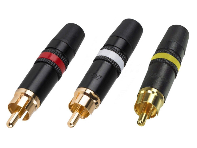 NBVOICE NYS373-4, -9, -2 RCA Male Phono Plug (Yellow, White,Red Ring) c