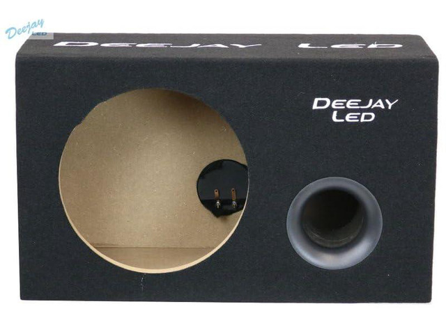 1X10VENTEDSQUARE Well-Made Single Empty Ported Car Speaker Box for 9-in Diameter Hole for One 10-in Woofer with Gold Posts Woofer 3/4 MDF Carpet...