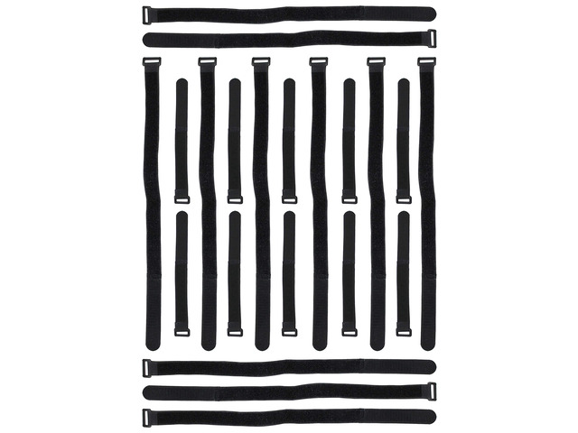 Self Adhesive Hook and Loop Cable Straps, Bundle of 20in by 1in and 8in by 3/4in, Reusable Ties for Wires, Cords, Cables, Black, by ((10) 20in +...