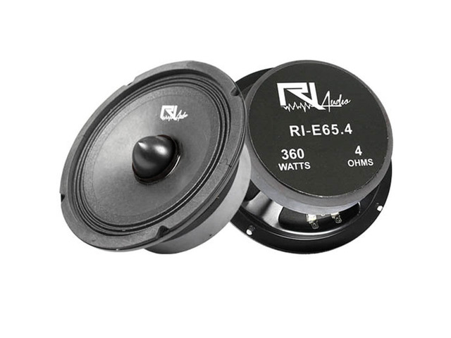 6.5'' Midrange Speakers 360W Peak Power 180W RMS 4 Ohm RI-E65.4 2 Pack Black 360W Peak Power, 180W RMS, 4 Ohm impedance, 1.5in voice coil, 30oz...