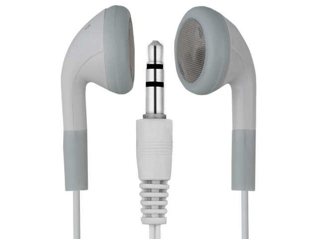 Bulk Wholesale Lot of 100 White/Gray 3.5mm in Ear Earbuds/Headphones/Earphones Great for Schools, Libraries, Hospitals, Kids etc