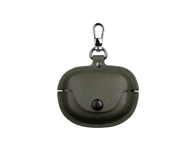 Fashion Premium Leather Shockproof Cover Accessories Case for Bose Ultra Open Earbuds with Keychain for Women Men-Dark Green