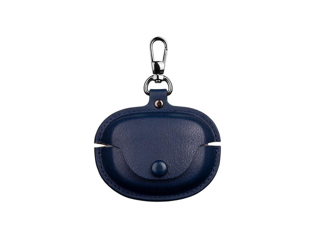 Fashion Premium Leather Shockproof Cover Accessories Case for Bose Ultra Open Earbuds with Keychain for Women Men-Navy Blue