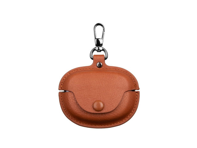 Fashion Premium Leather Shockproof Cover Accessories Case for Bose Ultra Open Earbuds with Keychain for Women Men-Brown