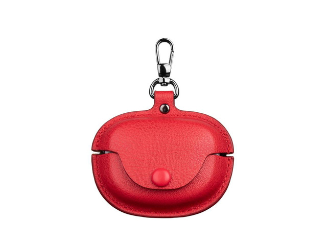 Fashion Premium Leather Shockproof Cover Accessories Case for Bose Ultra Open Earbuds with Keychain for Women Men-Red