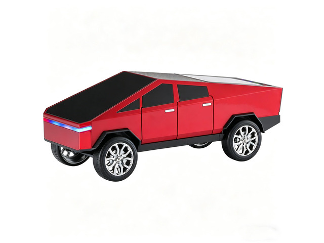 Unique CYBERTRUCK ShapeFuturistic Pickup Truck Outlook, Glossy red Finish as Decor & Speaker. Bluetooth 5.0 Stereo SoundStable Pairing, Rich bass...