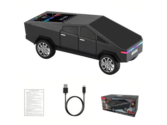 Future-Style Truck Replica Bluetooth Speaker with LED Display Screen, TWS Stereo, FM, USB/TF Playback, LED Headlights, Mic Gift for Car Enthusiasts...