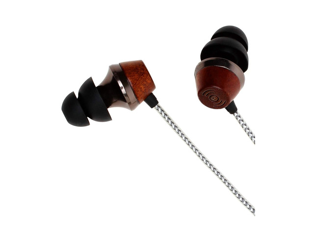 ALN 2.0 Premium Genuine Wood In-ear Noise-isolating Headphones Earbuds Earphones with Innovative Shield Technology Cable and Mic (Silver)