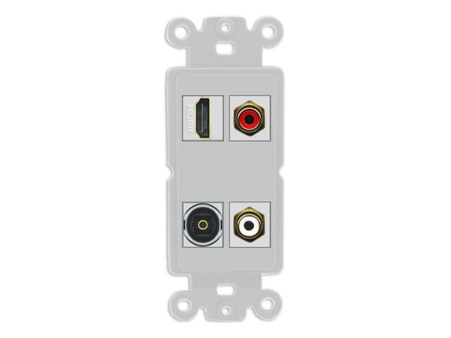 2 Port RCA (Red-White) 1 HDMI Toslink-Optical Wall Plate - Rocker [Gray/Gray]