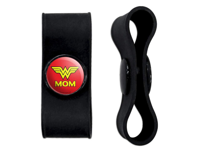 Wonder Woman Wonder Mom Logo Headphone, Wire Organizer Set of 2, Black