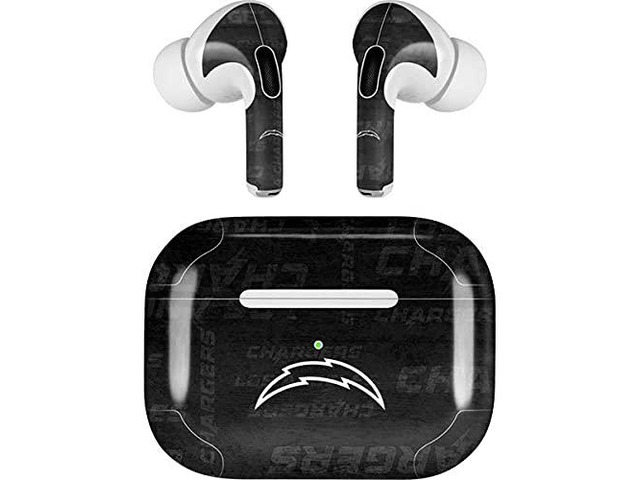 Decal Audio Skin Compatible with Apple AirPods Pro - Officially Licensed NFL Los Angeles Chargers Black & White Design