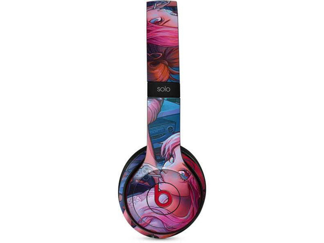 Decal Audio Skin Compatible with Beats Solo 3 Wireless - Officially Licensed Pink Hair Anime Gamer Girl by Ivy Dolamore Design
