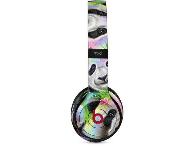 Decal Audio Skin Compatible with Beats Solo 3 Wireless - Officially Licensed Rainbow Pandas with Butterflies by Sheena Pike Design