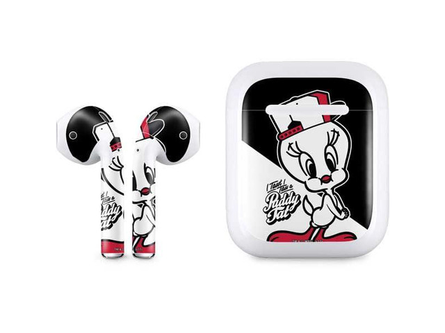 Decal Audio Skin Compatible with Apple AirPods - Officially Licensed Looney Tunes Retro Tweety Bird Design