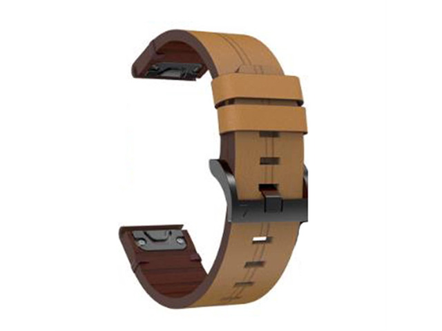 Leather QuickFit Watch Band Strap for Garmin Fenix 7X 6X 5X 3 3HR Wristband Strap for Garmin Fenix 7 6 5 935 945 Watch 22 26mm Strap (Color: Light...