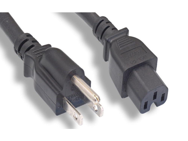 Heavy Duty Power Cord 14AWG 15A 125V, NEMA5-15P / C15 SJT Black, 10FT