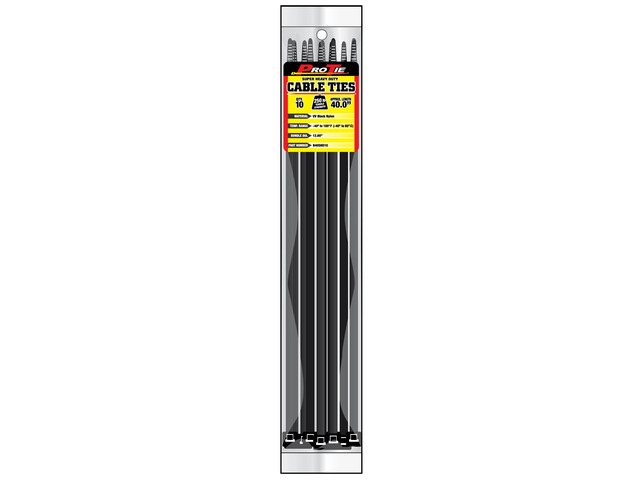 Pro Tie Super Heavy Duty Cable Ties, Self-Locking Nylon Cable Wire Ties for Indoor and Outdoor Use 40-Inch, 250 lbs. Tensile Strength, UV Black...